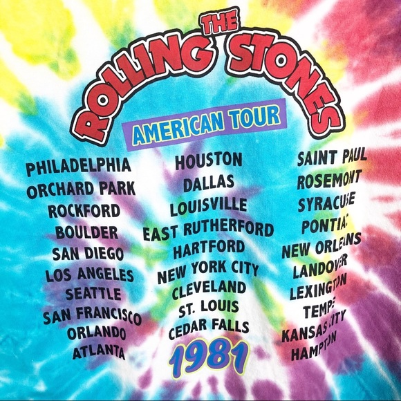 ROLLING STONES Tie Dye Graphic Band Concert Tee Small - Picture 3 of 6